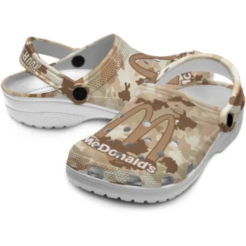 customized mcdonalds beige camouflage beige brown clogs high quality hey clogs