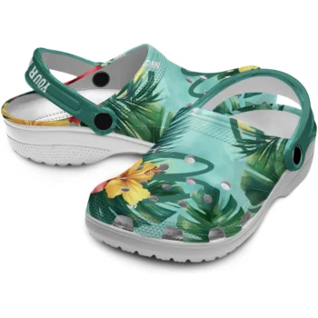 customized mcdonalds hibiscus tropical green red clogs high quality hey clogs