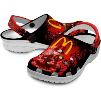 customized mcdonalds horror joker red black clogs high quality hey clogs