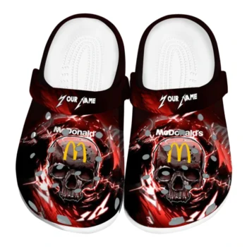 customized mcdonalds skull sparks black red clogs best selling hey clogs