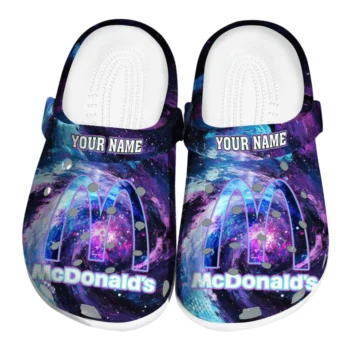 customized mcdonalds space storm purple blue clogs best selling hey clogs