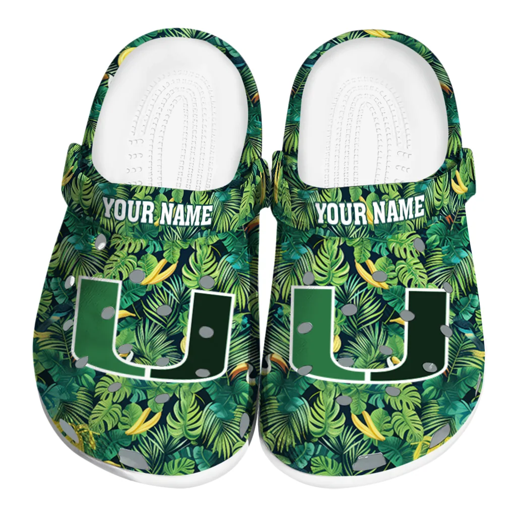 customized miami hurricanes tropical leaves clogs best selling customized miami hurricanes tropical leaves clogs best selling