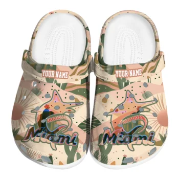 customized miami marlins desert cactus pattern clogs best selling