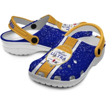 customized michelob ultra brand crest blue yellow clogs high quality hey clogs