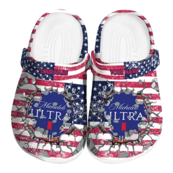 customized michelob ultra can red blue clogs best selling hey clogs