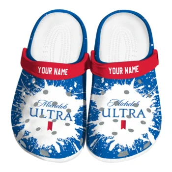 customized michelob ultra paint mark blue white clogs best selling hey clogs