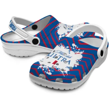 customized michelob ultra painted ultra blue red clogs high quality hey clogs