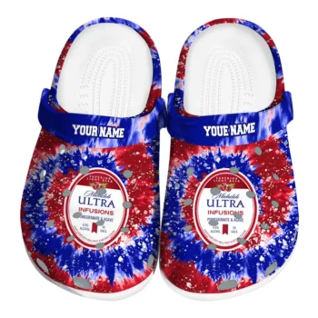 customized michelob ultra spiral splash red blue clogs best selling hey clogs
