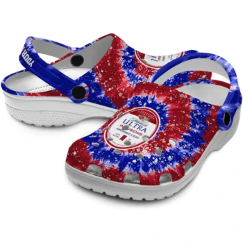 customized michelob ultra spiral splash red blue clogs high quality hey clogs