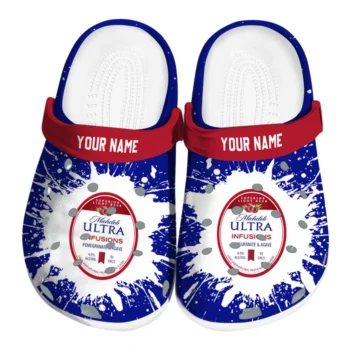 customized michelob ultra splash badge blue white clogs best selling hey clogs