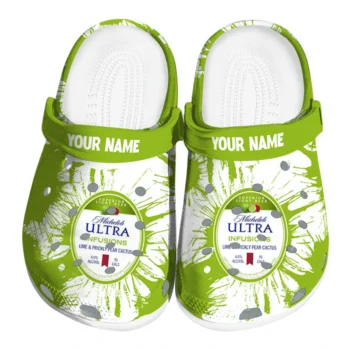 customized michelob ultra splatter splash green white clogs best selling hey clogs