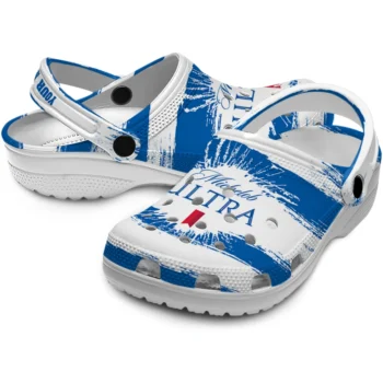 customized michelob ultra stripes blue white clogs high quality hey clogs
