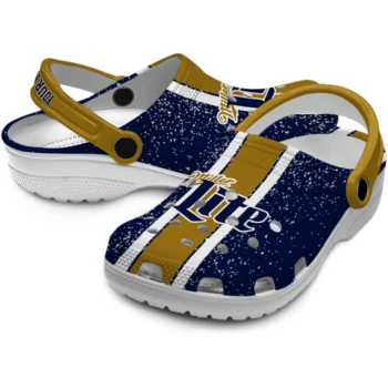 customized miller lite ant lettering navy gold clogs high quality hey clogs