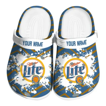 customized miller lite brush strokes blue orange clogs best selling hey clogs
