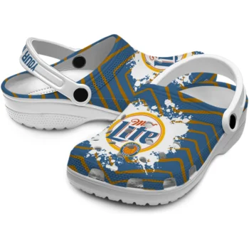 customized miller lite brush strokes blue orange clogs high quality hey clogs