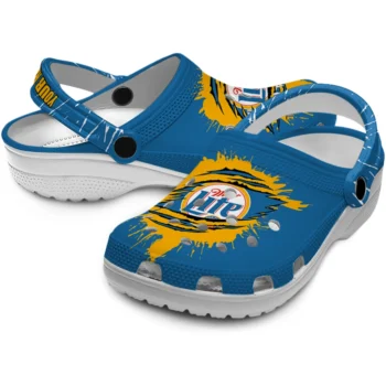 customized miller lite claw circle blue yellow clogs high quality hey clogs