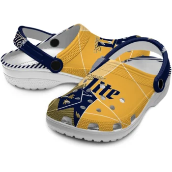 customized miller lite geometric shapes yellow blue clogs high quality hey clogs