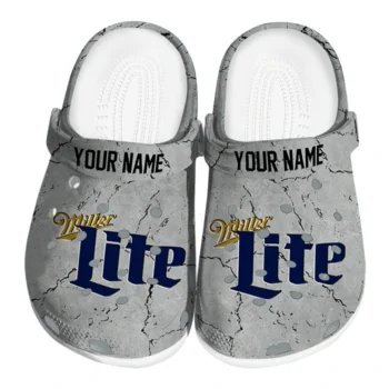 customized miller lite script accent gray black clogs best selling hey clogs