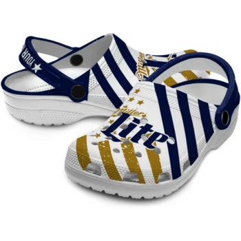 customized miller lite stars navy white clogs high quality hey clogs