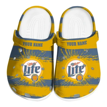 customized miller lite sunburst centerpiece yellow blue clogs best selling hey clogs