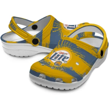 customized miller lite sunburst centerpiece yellow blue clogs high quality hey clogs