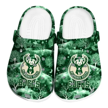 customized milwaukee bucks snowy hills clogs best selling