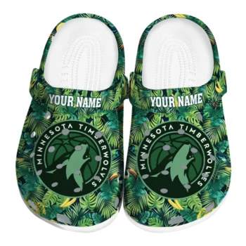 customized minnesota timberwolves tropical leaves clogs best selling