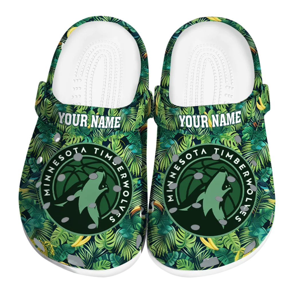 customized minnesota timberwolves tropical leaves clogs best selling customized minnesota timberwolves tropical leaves clogs best selling