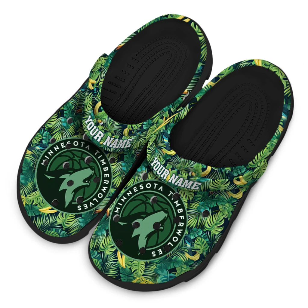 customized minnesota timberwolves tropical leaves clogs latest model customized minnesota timberwolves tropical leaves clogs latest model