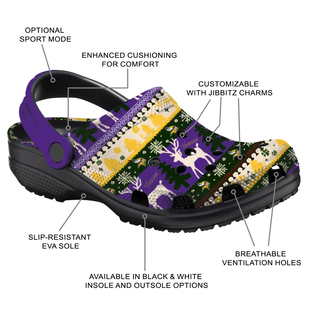 customized minnesota vikings christmas motif clogs new arrival customized minnesota vikings christmas motif clogs new arrival