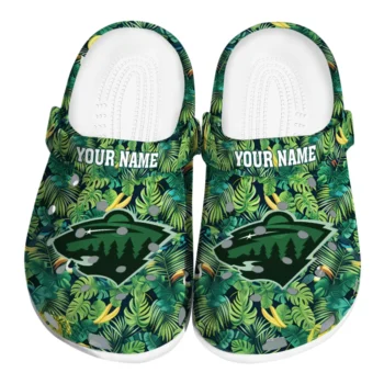 customized minnesota wild tropical leaves clogs best selling
