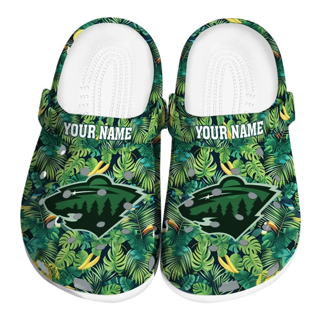customized minnesota wild tropical leaves clogs best selling customized minnesota wild tropical leaves clogs best selling