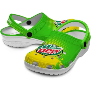 customized mountain dew green splash green yellow clogs high quality hey clogs