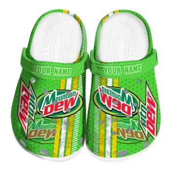 customized mountain dew mark green yellow clogs best selling hey clogs