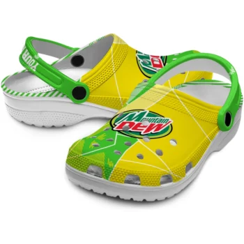 customized mountain dew mosaic pattern yellow green clogs high quality hey clogs