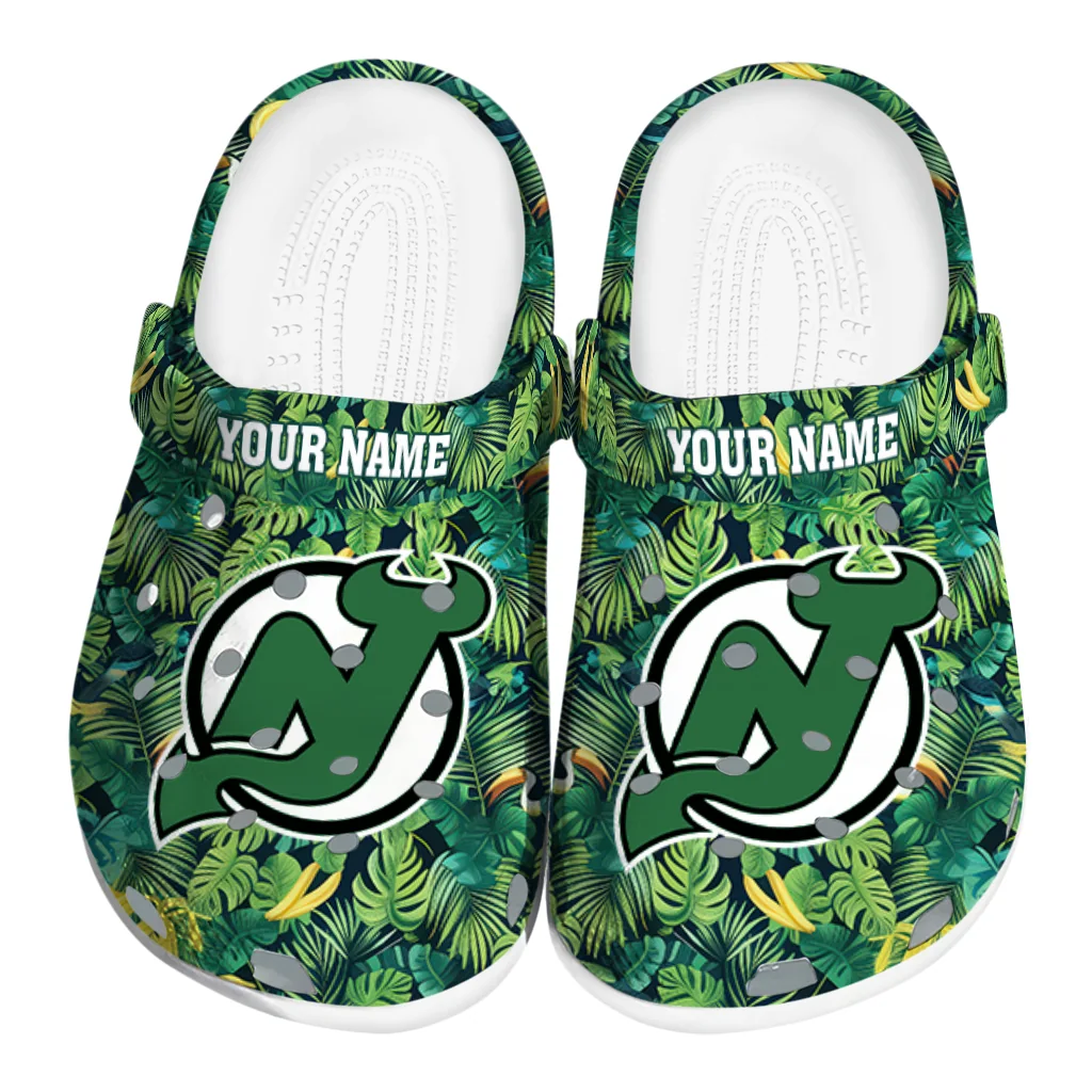 customized new jersey devils tropical leaves clogs best selling customized new jersey devils tropical leaves clogs best selling