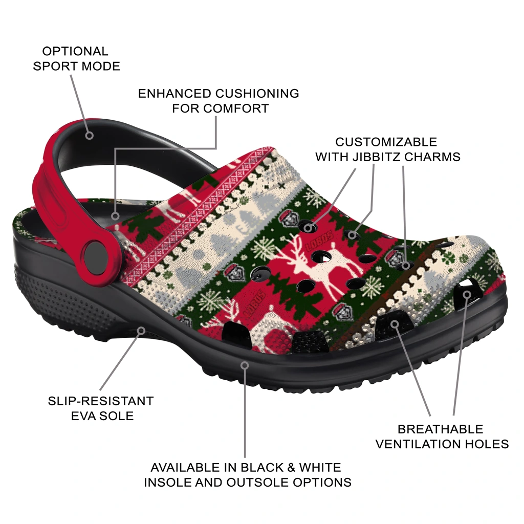 customized new mexico lobos christmas motif clogs new arrival customized new mexico lobos christmas motif clogs new arrival