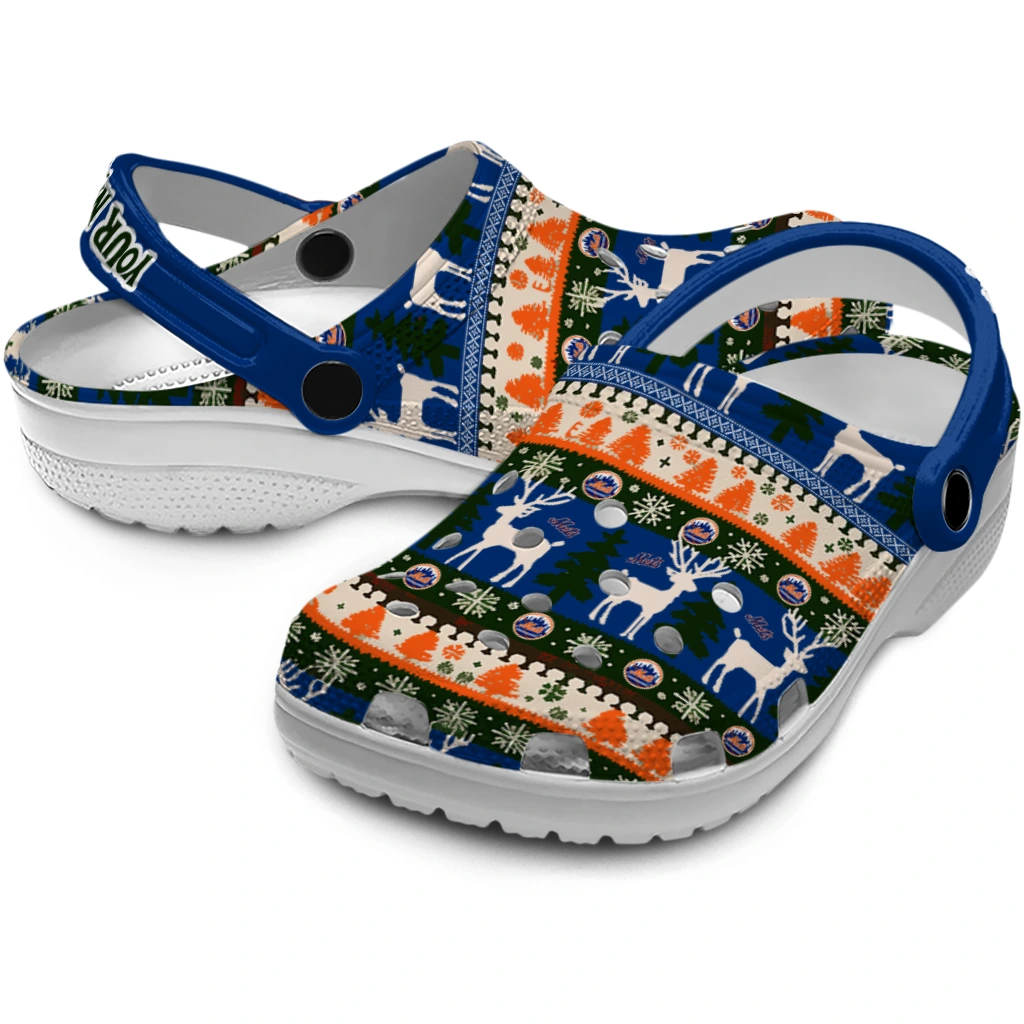 customized new york mets christmas motif clogs high quality customized new york mets christmas motif clogs high quality