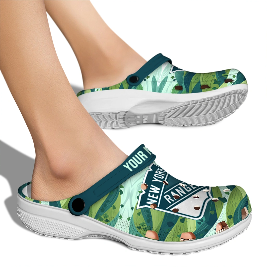 customized new york rangers hills illustration clogs fashion forward customized new york rangers hills illustration clogs fashion forward