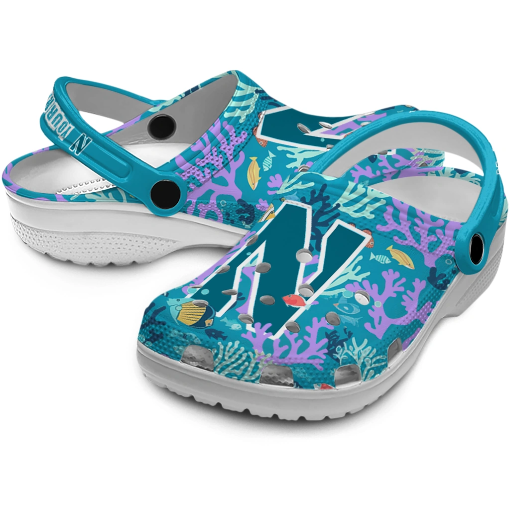 customized northwestern wildcats tropical fish ocean clogs high quality customized northwestern wildcats tropical fish ocean clogs high quality