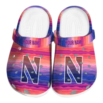 customized northwestern wildcats wavy stripes clogs best selling