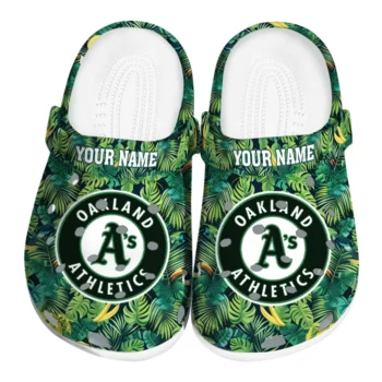 customized oakland athletics tropical leaves clogs best selling