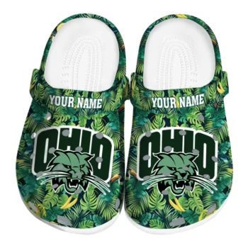 customized ohio bobcats tropical leaves clogs best selling