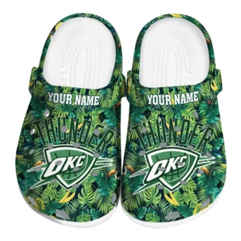 customized oklahoma city thunder tropical leaves clogs best selling