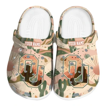 customized oklahoma sooners desert cactus pattern clogs best selling