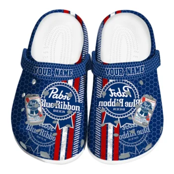customized pabst blue ribbon patches blue red clogs best selling hey clogs