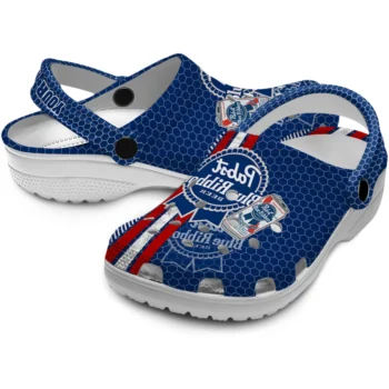 customized pabst blue ribbon patches blue red clogs high quality hey clogs