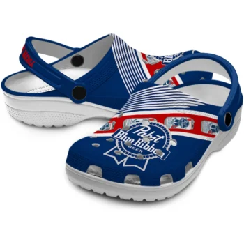 customized pabst blue ribbon row blue red clogs high quality hey clogs