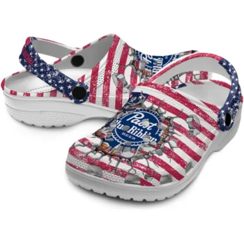 customized pabst blue ribbon smash red blue clogs high quality hey clogs