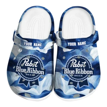 customized pabst blue ribbon wave blue white clogs best selling hey clogs
